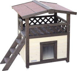 Kerbl DeLuxe - Kattenhuis - 4-seizoenen verwarmd - 88x57x77 cm - donkerbruin