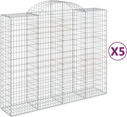 vidaXL - Schanskorven - 5 - st - gewelfd - 200x50x160/180 - cm - ijzer
