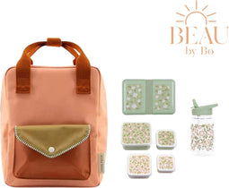 BEAU by Bo Sticky lemon rugzak small + A little lovely company back to school set Bloessem groen
