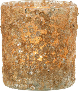 J-Line kaarshouder Paillet - glas - goud - medium - 2 stuks