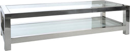 J-Line Salontafel Roestvrij Staal/Glas Zilver - 160.00 x 60.00 x 40.00 cm