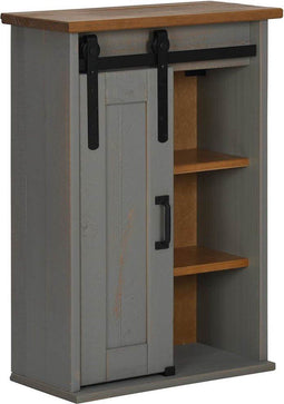 vidaXL - Hangkast - HALDEN - met - schuifdeur - 49x22,5x70 - cm - grenenhout - grijs