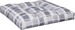 vidaXL - Palletkussen - 80x80x12 - cm - stof - ruitpatroon - grijs