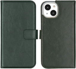 Selencia iPhone 14 - Echt Lederen Bookcase - Schokbestendig - Groen