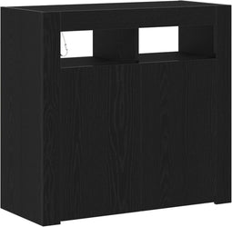 vidaXL - Sideboard - met - LED-lampjes - - - Zwart - Eiken - - - 80x35x75 - cm - - - Bewerkt - Hout
