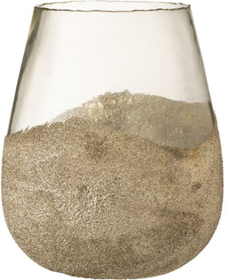 J-Line kaarshouder Helft Parels Rond - glas - goud - large