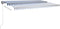 vidaXL - Luifel - handmatig - uittrekbaar - met - LED - 500x300 - cm - blauw - en - wit