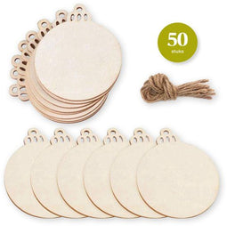 Giftmas Houten Kerstballen - Kerstversiering - Duurzaam en milieuvriendelijk - ⌀6,5cm (50 stuks)