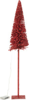 J-Line decoratie kerstboom - kunststof - rood - medium - LED lichtjes