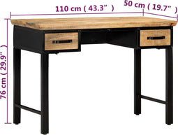 vidaXL - Schrijftafel - 110x50x76 - cm - massief - mangohout