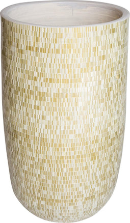PTMD Chelsy Cream pot keramiek rond met glas deeltjes hoog maat in cm: 40 x 40 x 70 - Creme