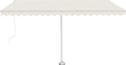 vidaXL - Luifel - handmatig - uittrekbaar - met - LED - 450x300 - cm - crèmekleurig