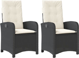 vidaXL - Tuinstoelen - 2 - st - verstelbaar - met - kussens - poly - rattan - zwart