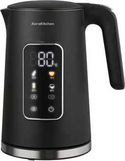 AoraKitchen Waterkoker - 1.7L - LED Touchscreen - Instelbare Temperatuurregeling - Zwart