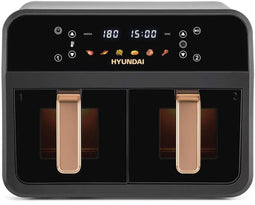 Hyundai Electronics - Digitale Airfryer Duo - 6.2L - Dubbele manden - Zwart met roségoud