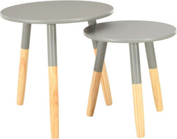 vidaXL - Bijzettafels - 2 - st - massief - grenenhout - grijs