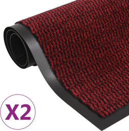 vidaXL - Droogloopmatten - 2 - st - rechthoekig - getuft - 60x90 - cm - rood