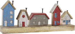Decoratieve figuren DKD Home Decor Multicolour Ijzer Huizen (60 x 10 x 24 cm)