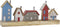 Decoratieve figuren DKD Home Decor Multicolour Ijzer Huizen (60 x 10 x 24 cm)