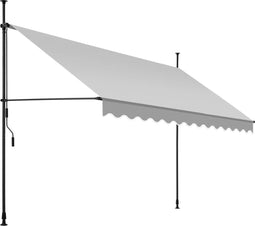 tectake® Klemluifel - Balkonluifel - UV-bestendig - Waterafstotend - Breedte 350 cm - Lichtgrijs