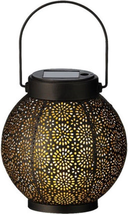 Anna's Collection Lantaarn - metaal - cirkels - solar - 16 cm - Tuinlantaarns - Solarverlichting - Tuinverlichting
