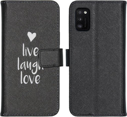 iMoshion Hoesje Geschikt voor Samsung Galaxy A41 Hoesje Met Pasjeshouder - iMoshion Design Softcase Bookcase - Wit / Zwart / Live Laugh Love
