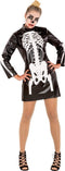 Dressforfun Skelet Vrouwenkostuum XL - Sexy Halloween Kostuum - Realistische Skeletprint