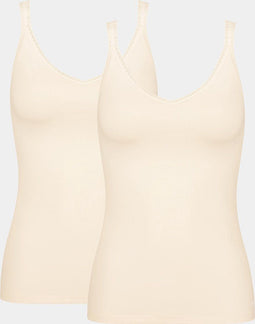 Sloggi GO - Dames Hemden - 2-pack van organisch katoen - Beige
