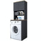 Kalune Design Wasmachinemeubel - 65 x 184 x 60 cm - Antraciet met Walnoot