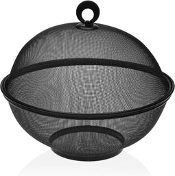 Fruitschaal Versa Zwart Met deksel Metaal Staal (28 x 28 x 28 cm)