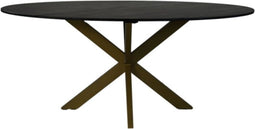 Eettafel ovaal marmer - 180x100x77 - Zwart/Goud - Marmer/metaal