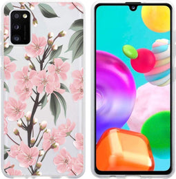 iMoshion Hoesje Geschikt voor Samsung Galaxy A41 Hoesje Siliconen - iMoshion Design hoesje - Roze / Transparant / Cherry Blossom