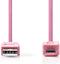 Nedis USB-Kabel - USB 2.0 - USB-A Male naar Micro-B Male - 1 m - Vernikkeld - Roze