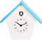 NeXtime Birdy - Klok - Huis - Hout - 25.5x24.5x9.8 cm - Blauw/ Wit