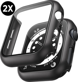 Podec Apple Watch 4 / 5 / 6 / SE - Hard Case - Full Cover - Zwart (2 stuks)