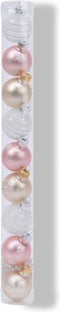 9 Glazen kerstballen 3 cm mix parel poeder roze winter wit