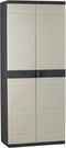 TITANIUM PLASTIKEN Hoge kast 2 deuren met planken - 70 x 44 x 176 cm - Beige en zwart - TITANIUM-bereik - Binnen en buiten