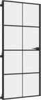 vidaXL - Binnendeur - smal - 93x201,5 - cm - gehard - glas - en - aluminium - zwart