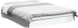vidaXL - Bedframe - bewerkt - hout - wit - 140x200 - cm