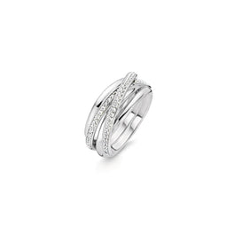 TI SENTO Dames Ring - 925 zilver - Zirconia wit - Maat 18.50 mm / maat 58 - 12056ZI