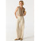 Lulu Hoge Taille Broek met Opgestikte Zakken – Beige - maat 24/30