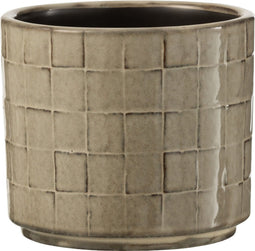 J-Line bloempot Vierkant - keramiek - beige/grijs - small - 2 stuks - Ø 12 cm