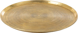 J-Line Rond Rigen plateau - dienblad - metaal - goud - extra large - woonaccessoires