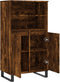 vidaXL - Hoge - kast - 60x36x110 - cm - bewerkt - hout - gerookt - eikenkleurig