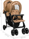 vidaXL - Tweelingkinderwagen - tandem - staal - taupe