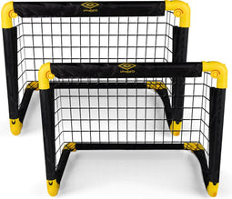 Umbro Voetbaldoel 50 x 44 x 44 cm - Voetbaldoeltjes Set van 2 - Voetbalgoal Opvouwbaar - Voetbal Goal Makkelijk Opbergen - Voetbal Training Goals voor Kinderen - Kunststof - Zwart/ Geel