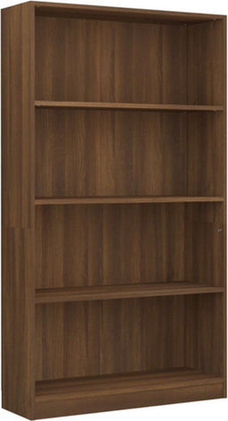 vidaXL - Boekenkast - met - 4 - schappen - 80x24x142 - cm - hout - bruin - eikenkleur