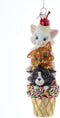 Kerstbal - decoratieve hanger - 3 katten op een rij