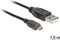 Delock 83272 - USB 2.0 type A naar Micro-B - Data- en laadkabel met LED indicator - Zwart - 1,5 m