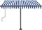 vidaXL - Luifel - vrijstaand - handmatig - uittrekbaar - 350x250 - cm - blauw - en - wit